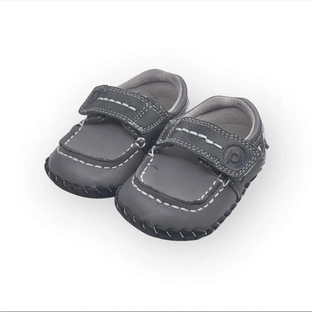 pediped ☀︎︎ Originals Norm Boat Baby Shoe ☀︎︎ Grey Leather Sole ☀︎︎ 0-6 Month